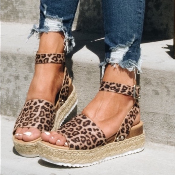 ShopFor_Fun Boutique Shoes - NEW ARRIVALS LADIES LEOPARD PLATFORM ESPADRILLE